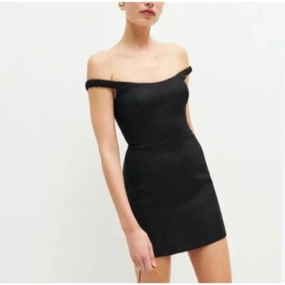 NEW Reformation Sawyer Linen Mini Dress Black Size 2 - Picture 2 of 10